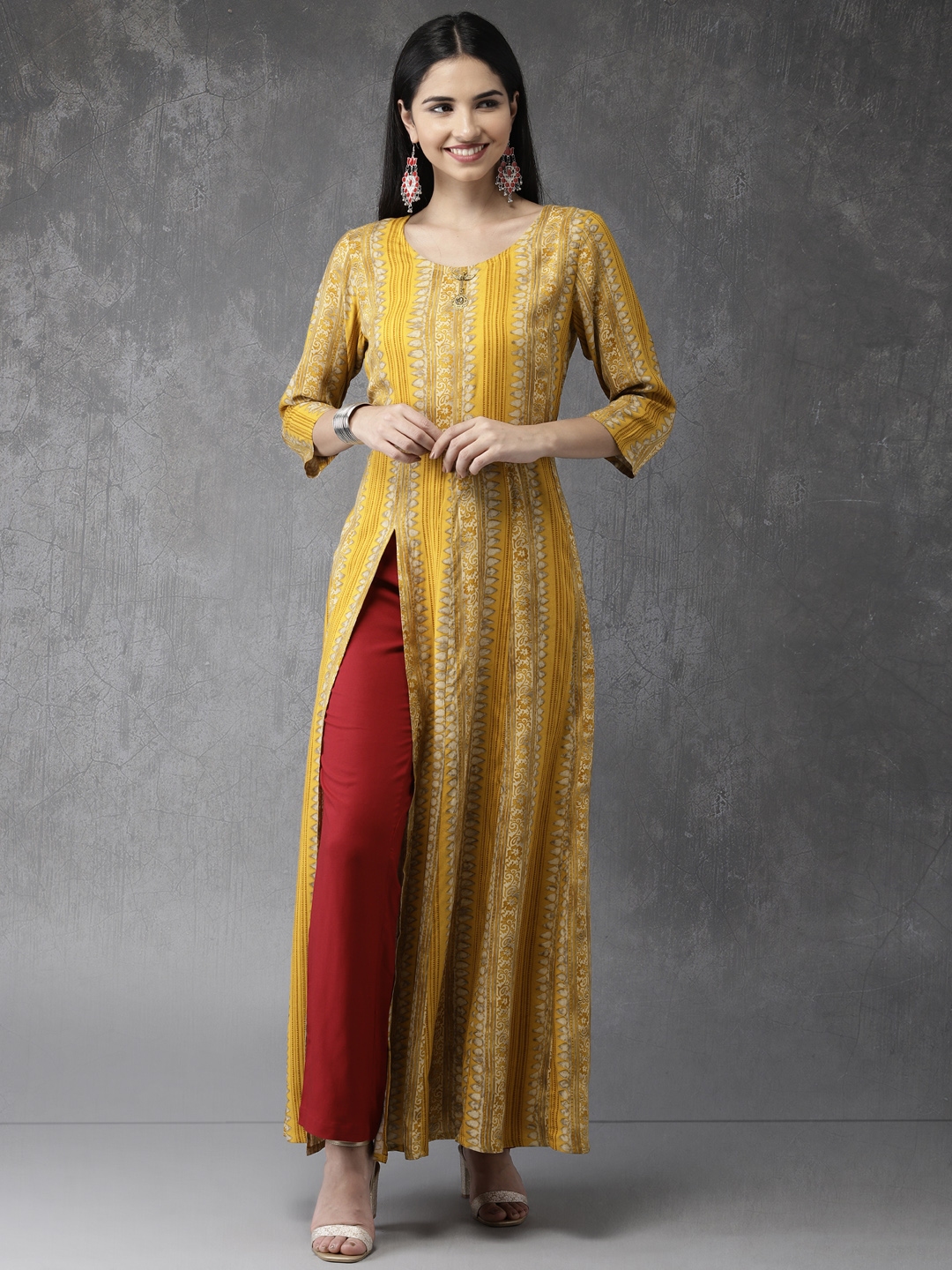 anouk maroon kurta set