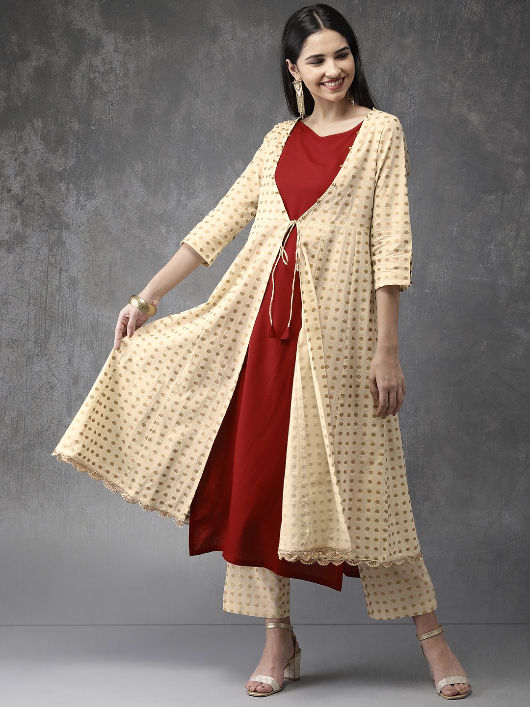 anouk maroon kurta set