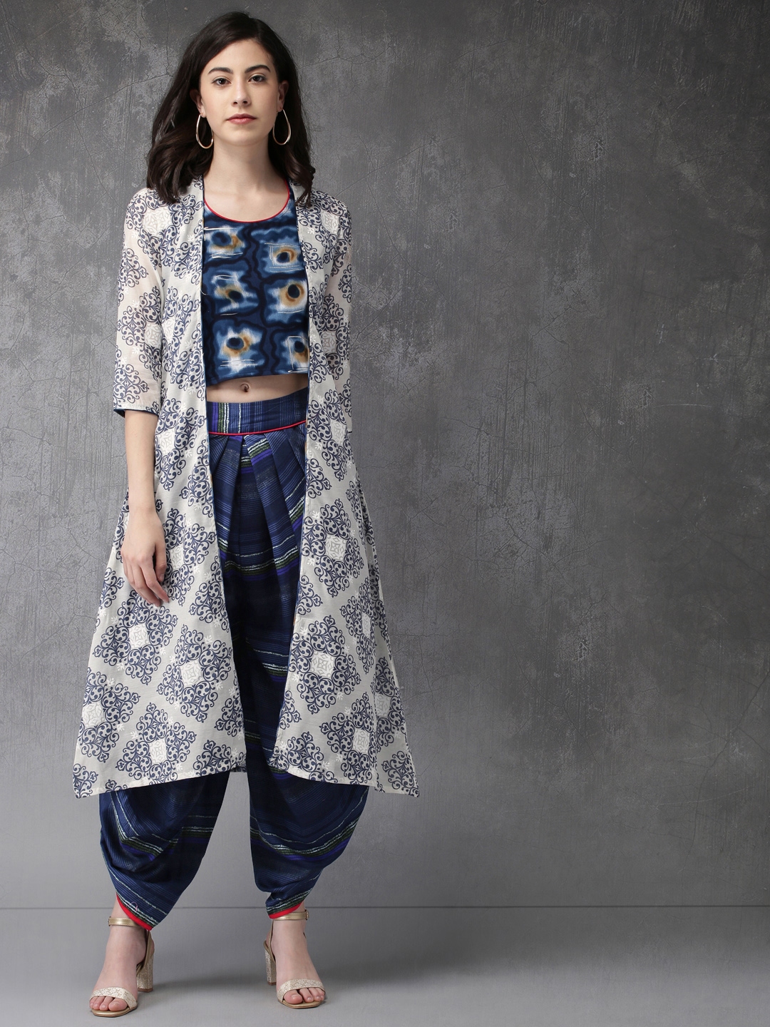 dhoti pants with top and jacket
