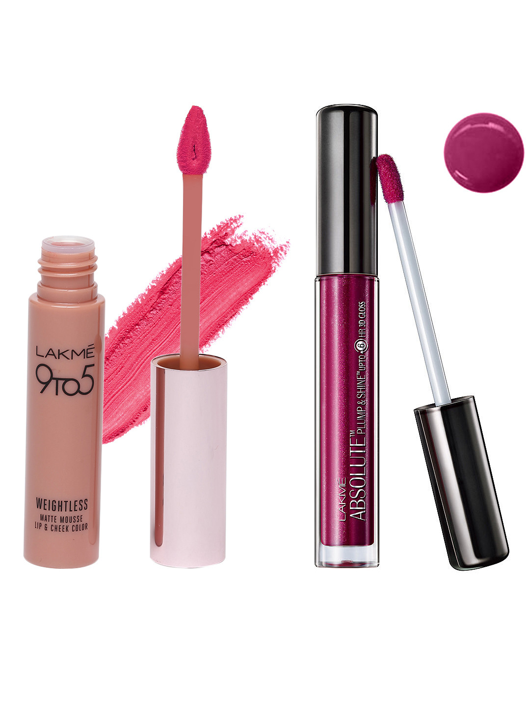 Buy Lakme Set Of 2 Lip Gloss & Cheek Colour Lipstick for Women