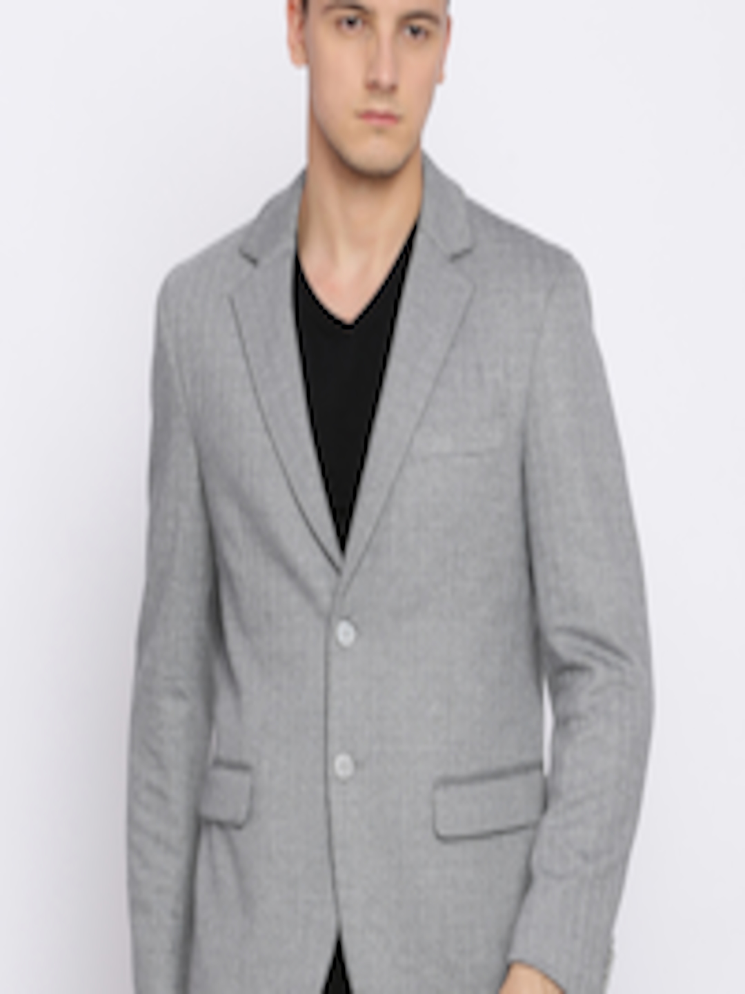 Buy Basics Grey Single Breasted Blazer - Blazers for Men 7766367 | Myntra