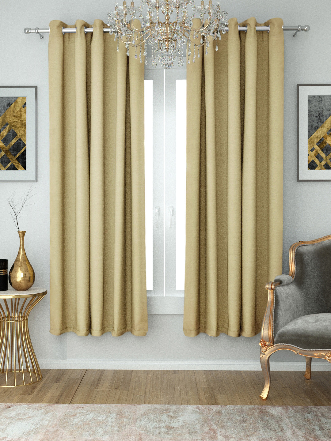 Buy Aura Khaki Single Room Darkening Window Curtain Curtains And
