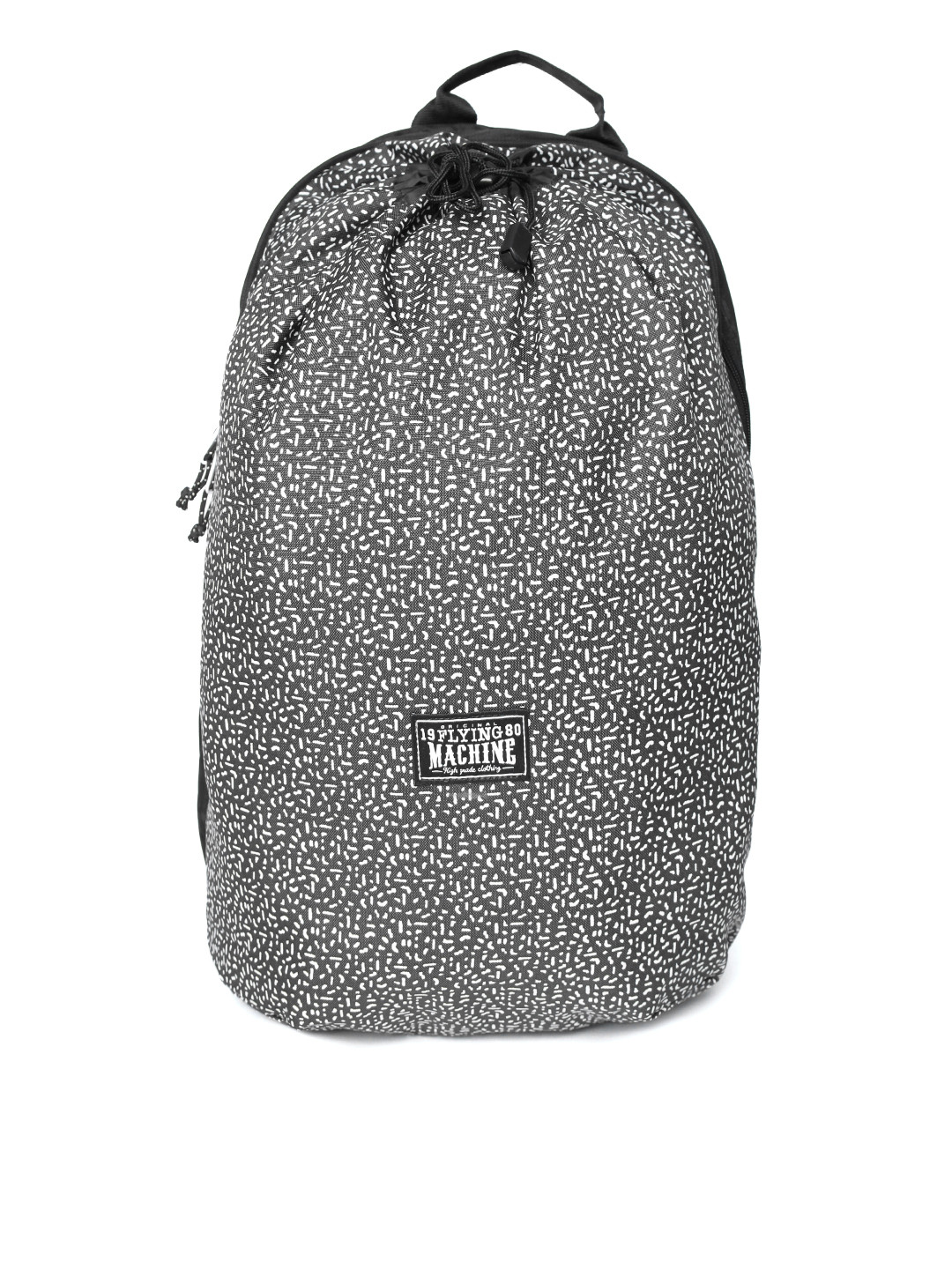 Buy Flying Machine Men Black & Off White Printed Backpack - Backpacks ...