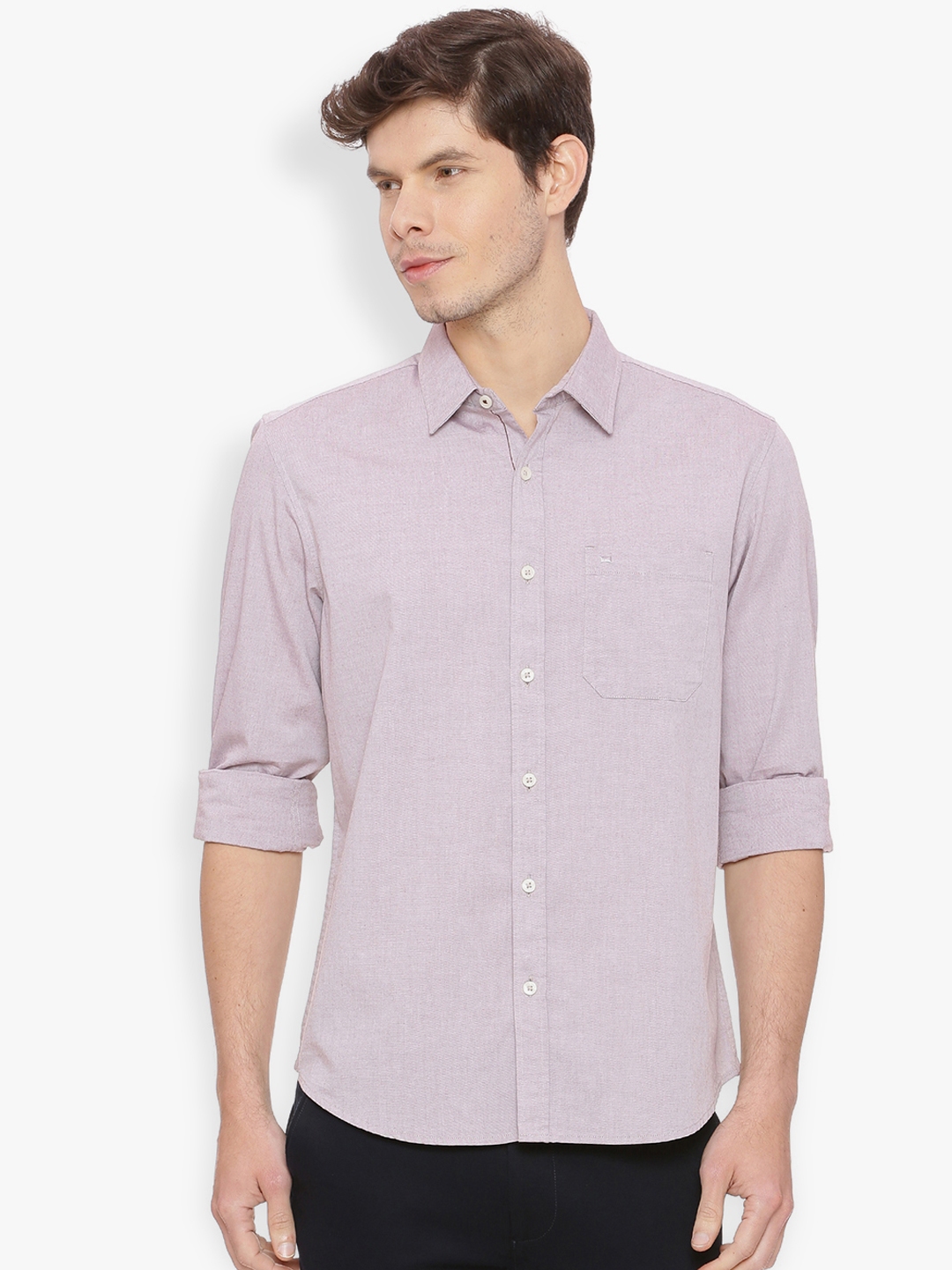 Buy Basics Men Mauve Slim Fit Solid Casual Shirt - Shirts for Men ...