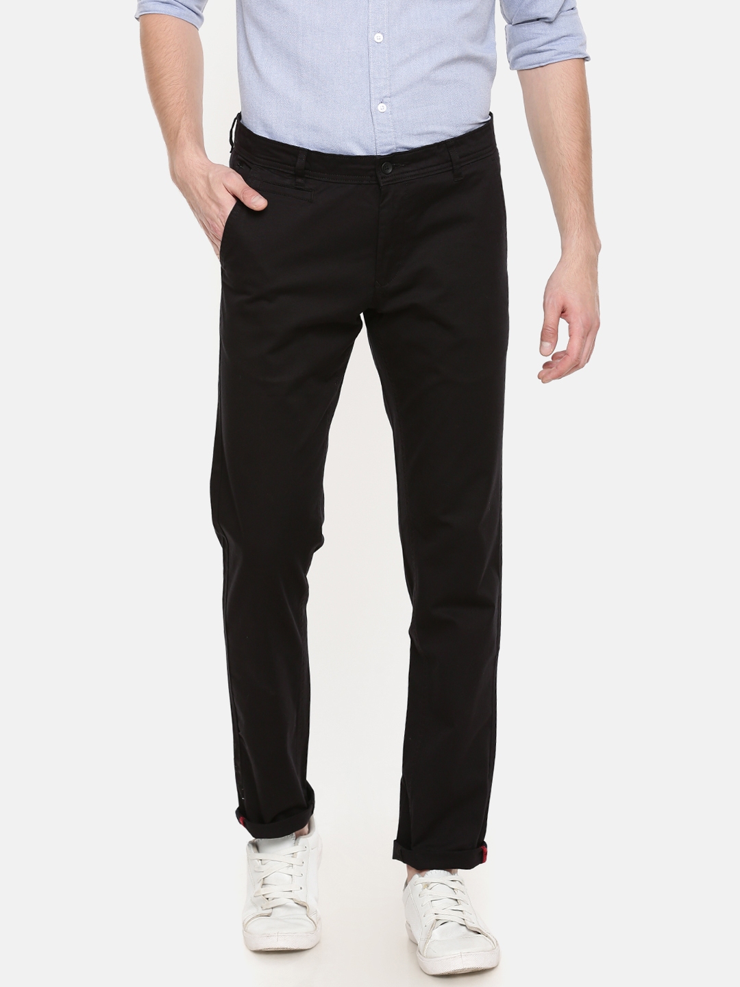 Buy Chennis Men Black Slim Fit Solid Chinos - Trousers for Men 7777657 ...