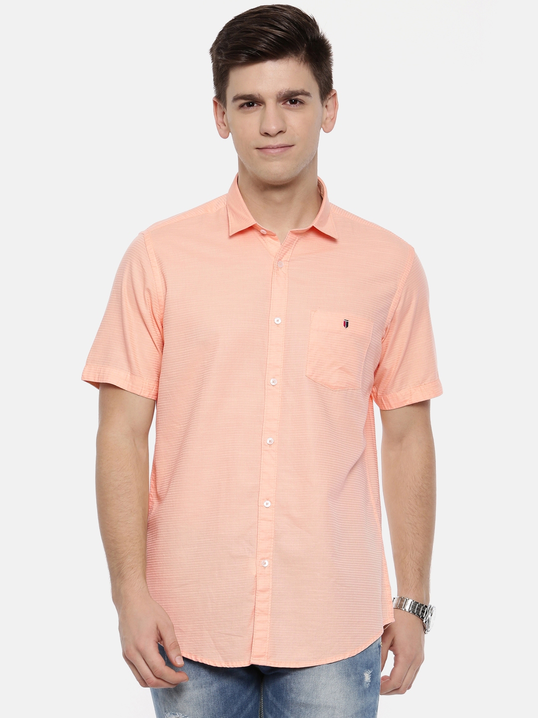 peach color tshirt for men