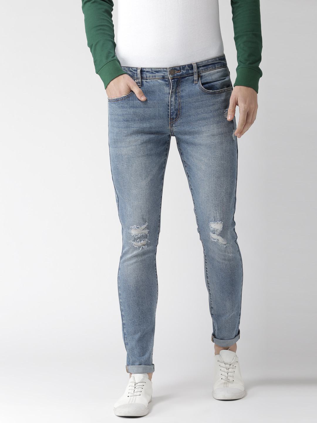 Jeans Skinny Forever 21 ENGINEER STRIPED - Taille 25, Bleu Marine Délavé, Low Rise, Neuf Avec étiquette