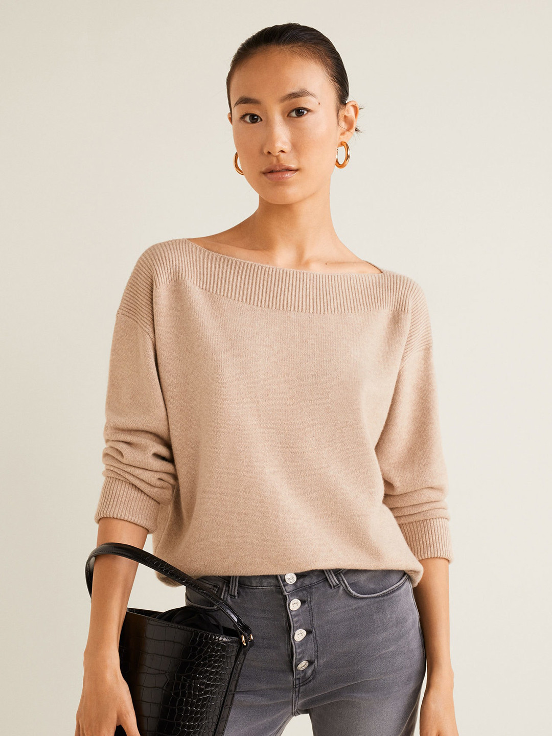 Buy MANGO Women Beige Solid Sweater Sweaters for Women 7782390 Myntra
