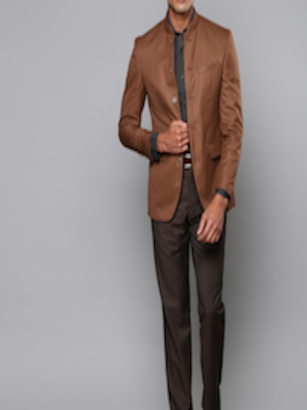 Buy Louis Philippe Men Brown Self Design Slim Fit Ethnic Bandhgala Suit - Suits for Men 7782780 ...