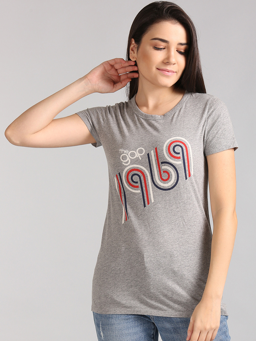 Buy GAP Women Grey Printed Round Neck T Shirt Tshirts for Women