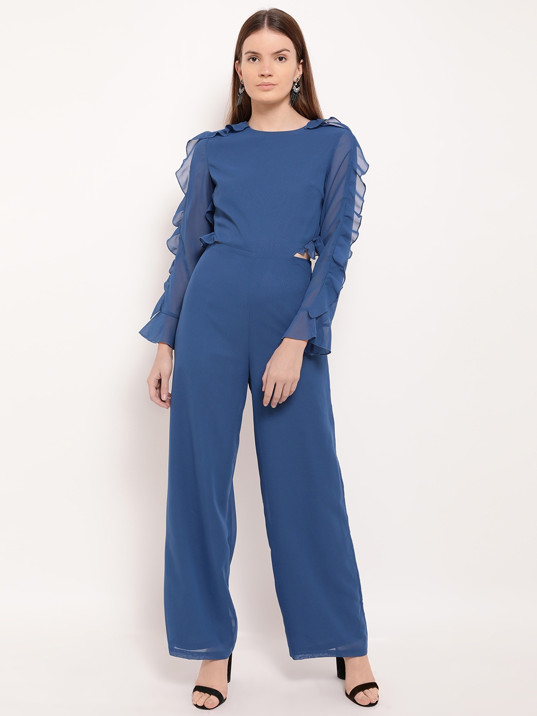 Buy Kazo Blue Solid Basic Jumpsuit - Jumpsuit for Women 7785061 | Myntra