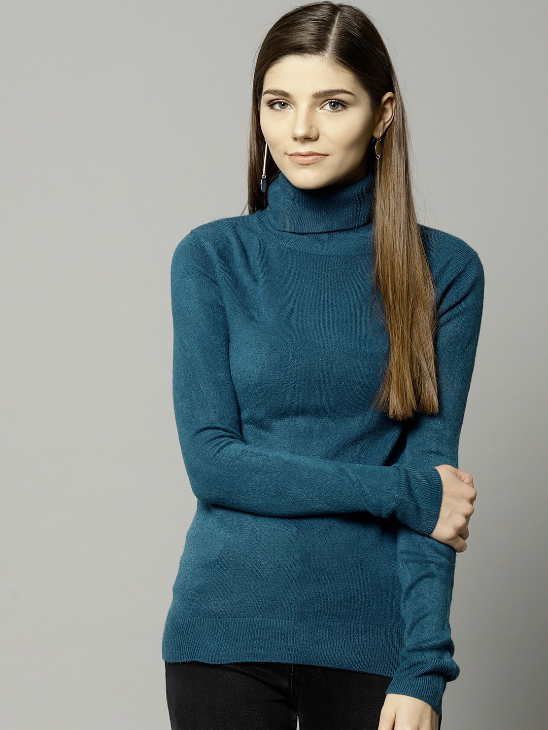 Buy Marks & Spencer Women Teal Blue Solid Pullover - Sweaters for Women 7790493 | Myntra