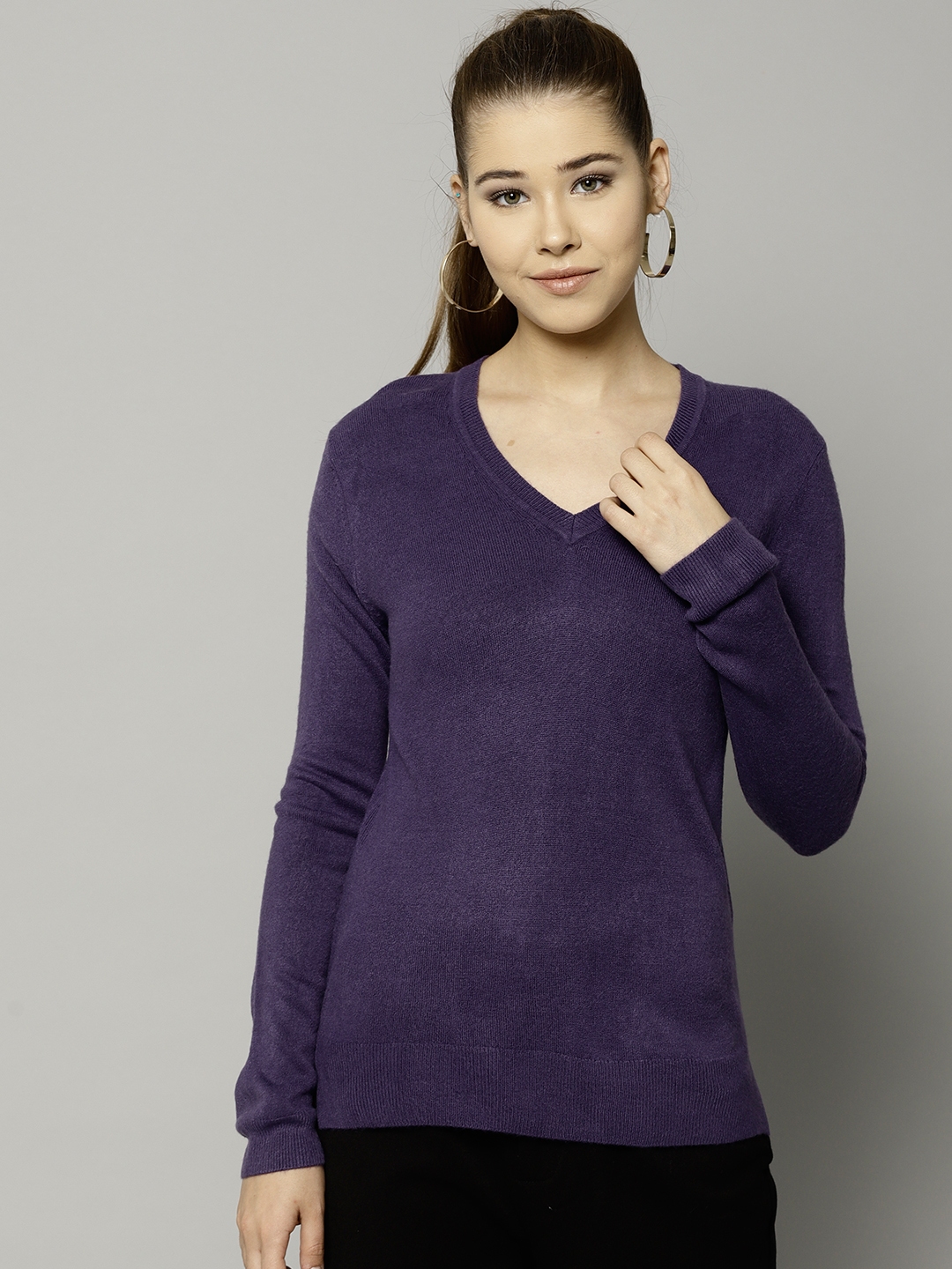 Buy Marks & Spencer Women Purple Solid Pullover - Sweaters for Women ...