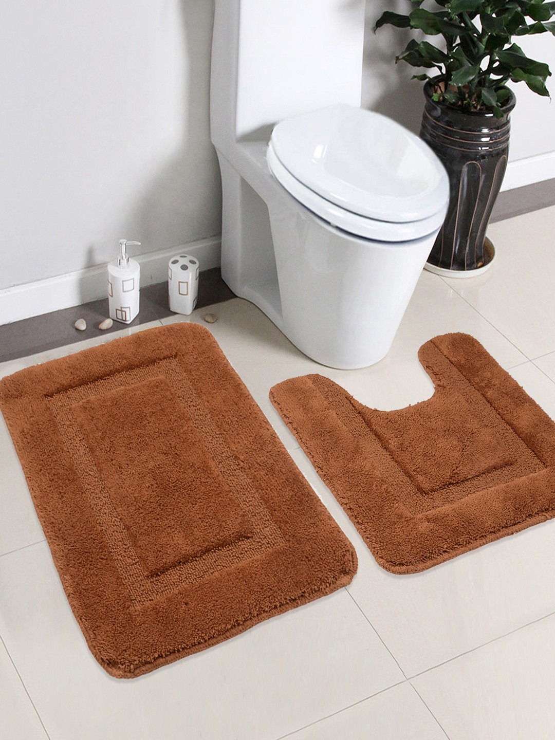 Buy Saral Home Brown Cotton Bath Rug & Contour Bath Rugs for Unisex