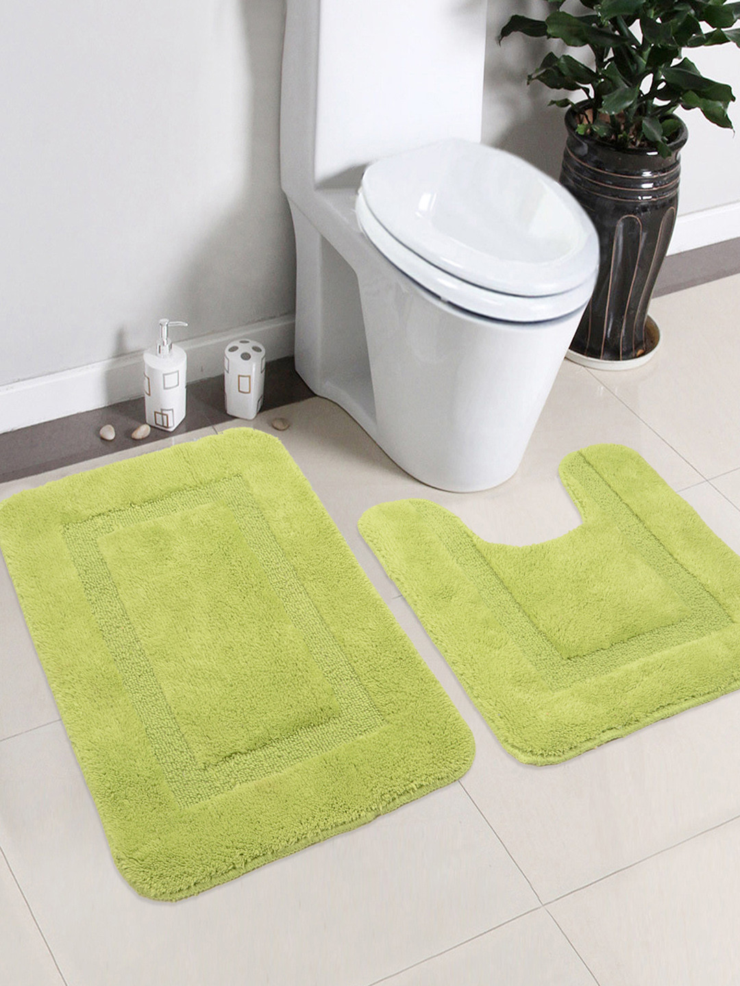Buy Saral Home Green Cotton Bath Rug & Contour Bath Rugs for Unisex