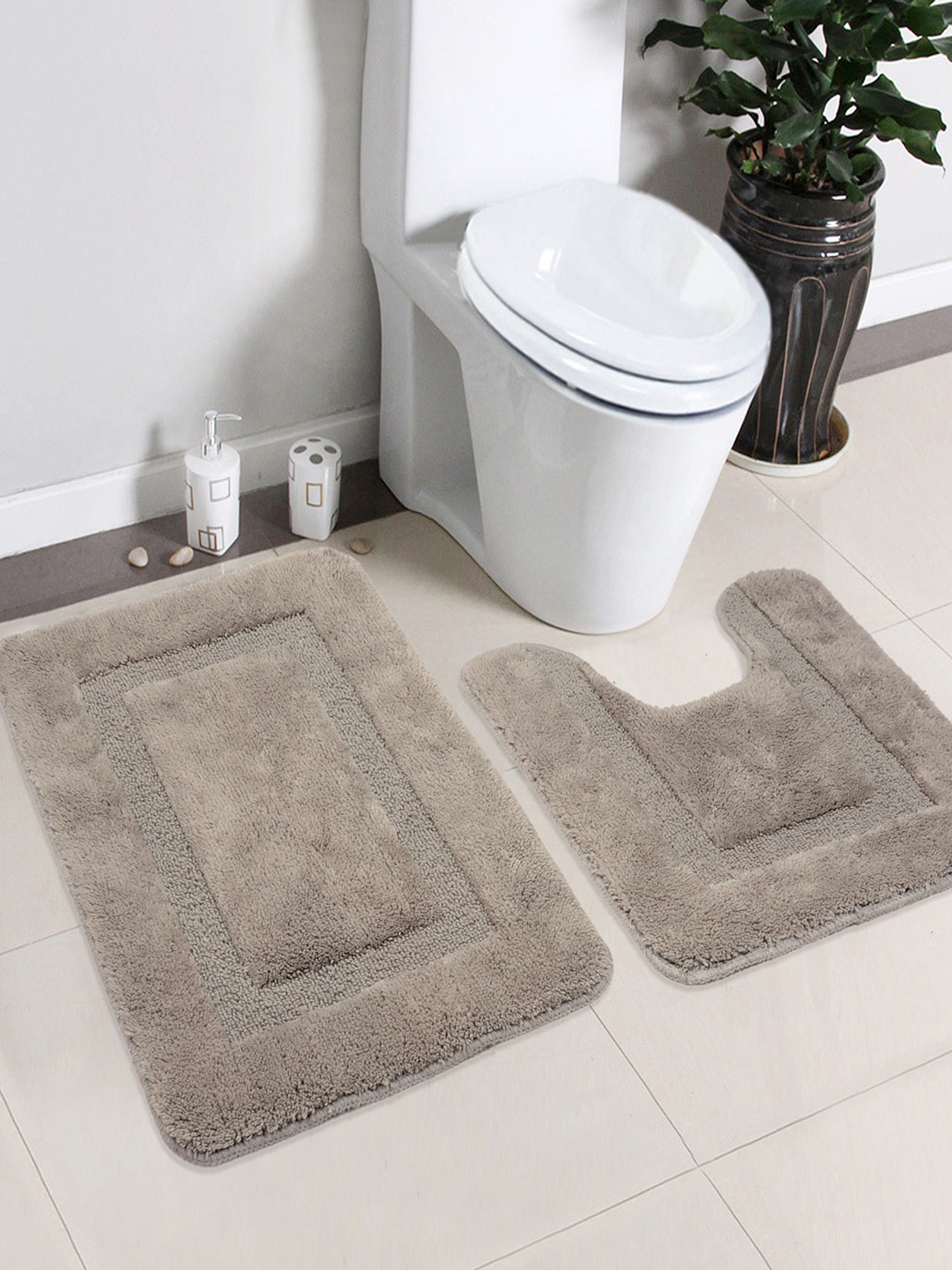 Buy Saral Home Grey Cotton Bath Rug & Contour Bath Rugs for Unisex