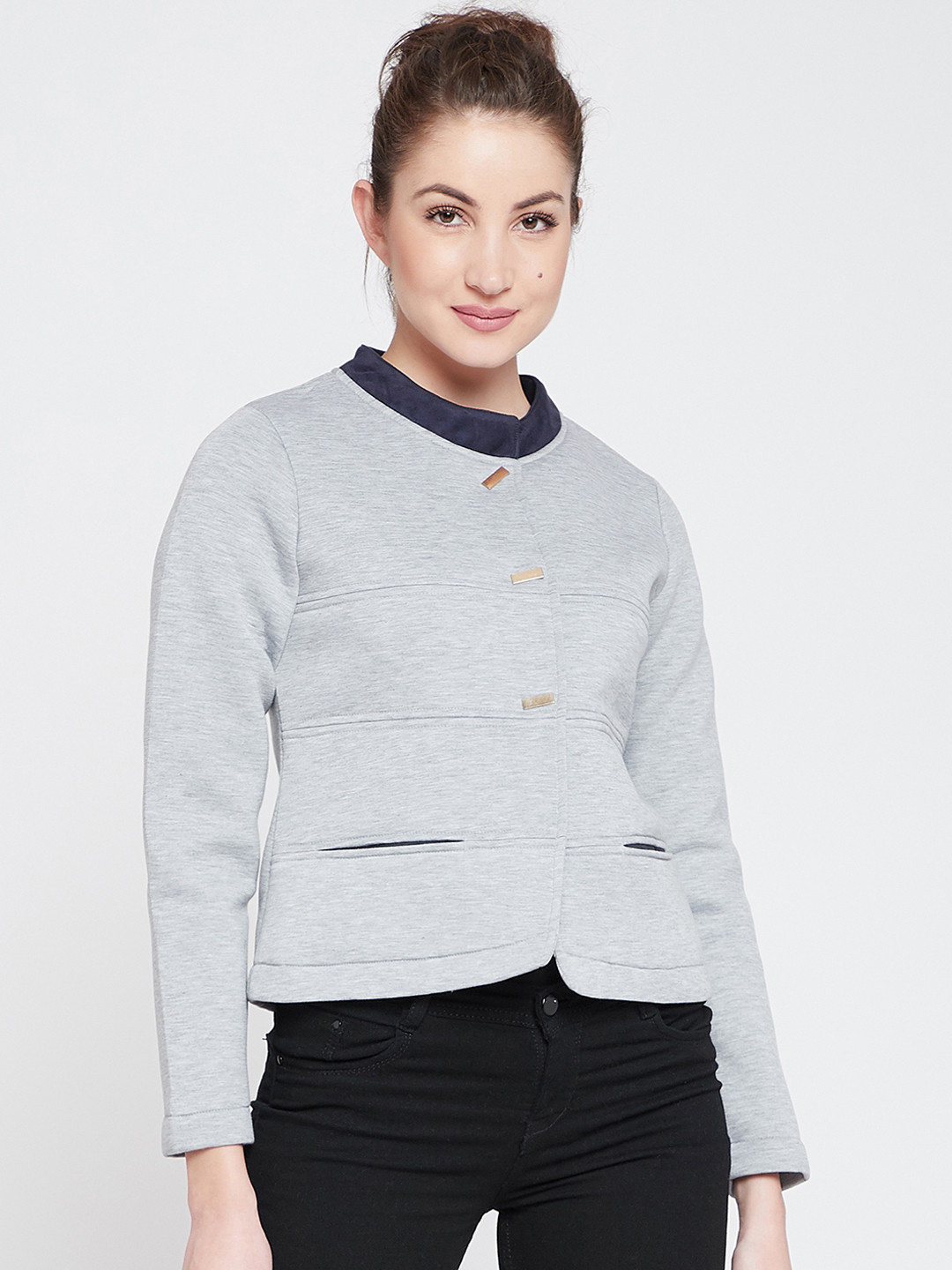 Buy RARE Women Grey Solid Tailored Jacket Jackets for Women 7811607