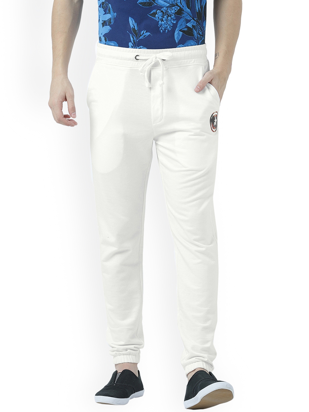 mens white cotton joggers