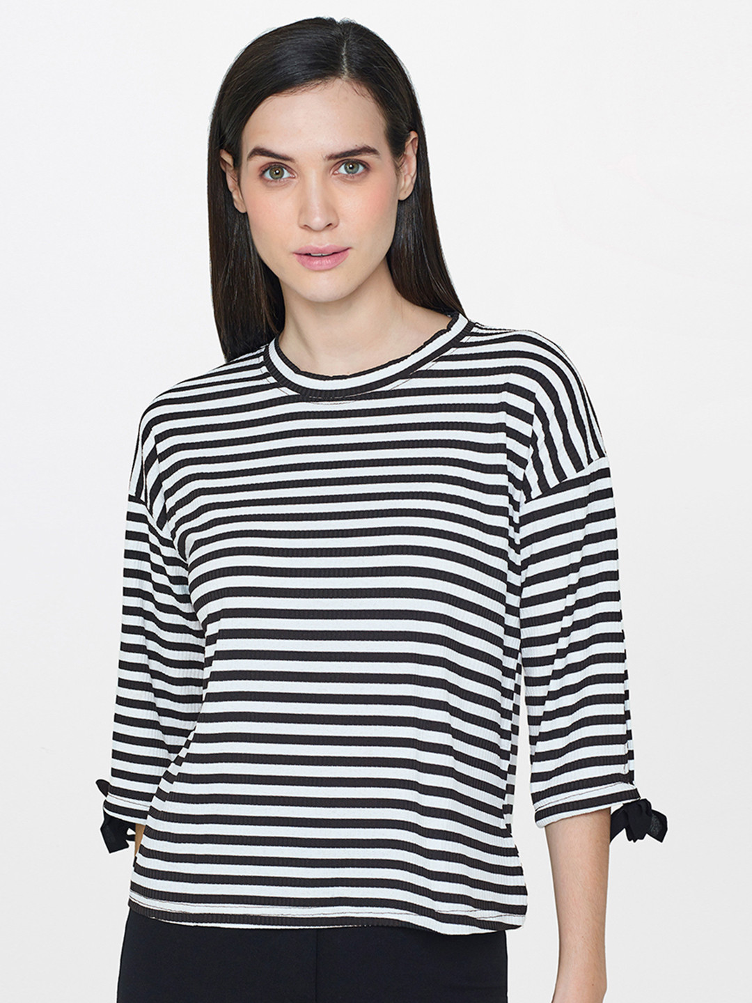 Buy AND Women Black & White Striped Top Tops for Women 7819703 Myntra