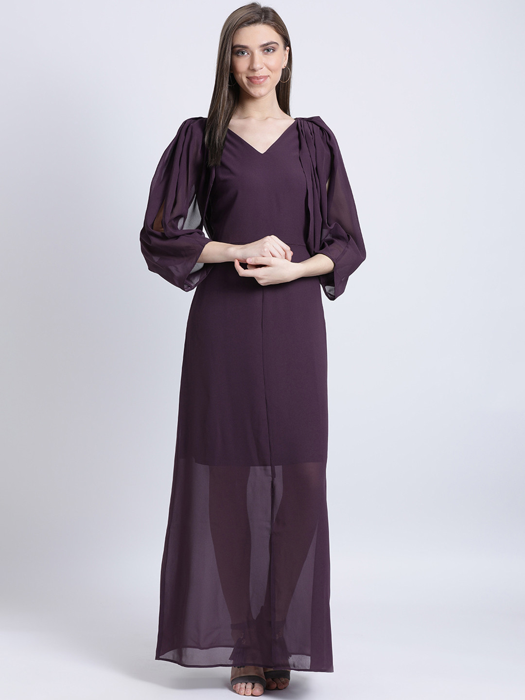 Buy Kazo Women Purple Solid Maxi Dress Dresses for Women 7822075 Myntra