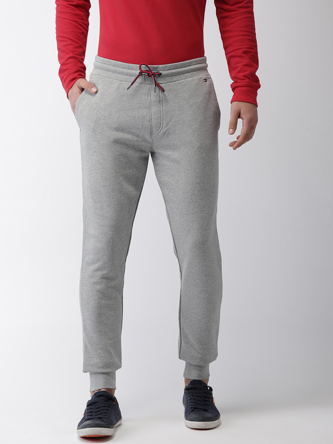Buy Tommy Hilfiger Men Grey Solid Joggers Track Pants for Men 7823095