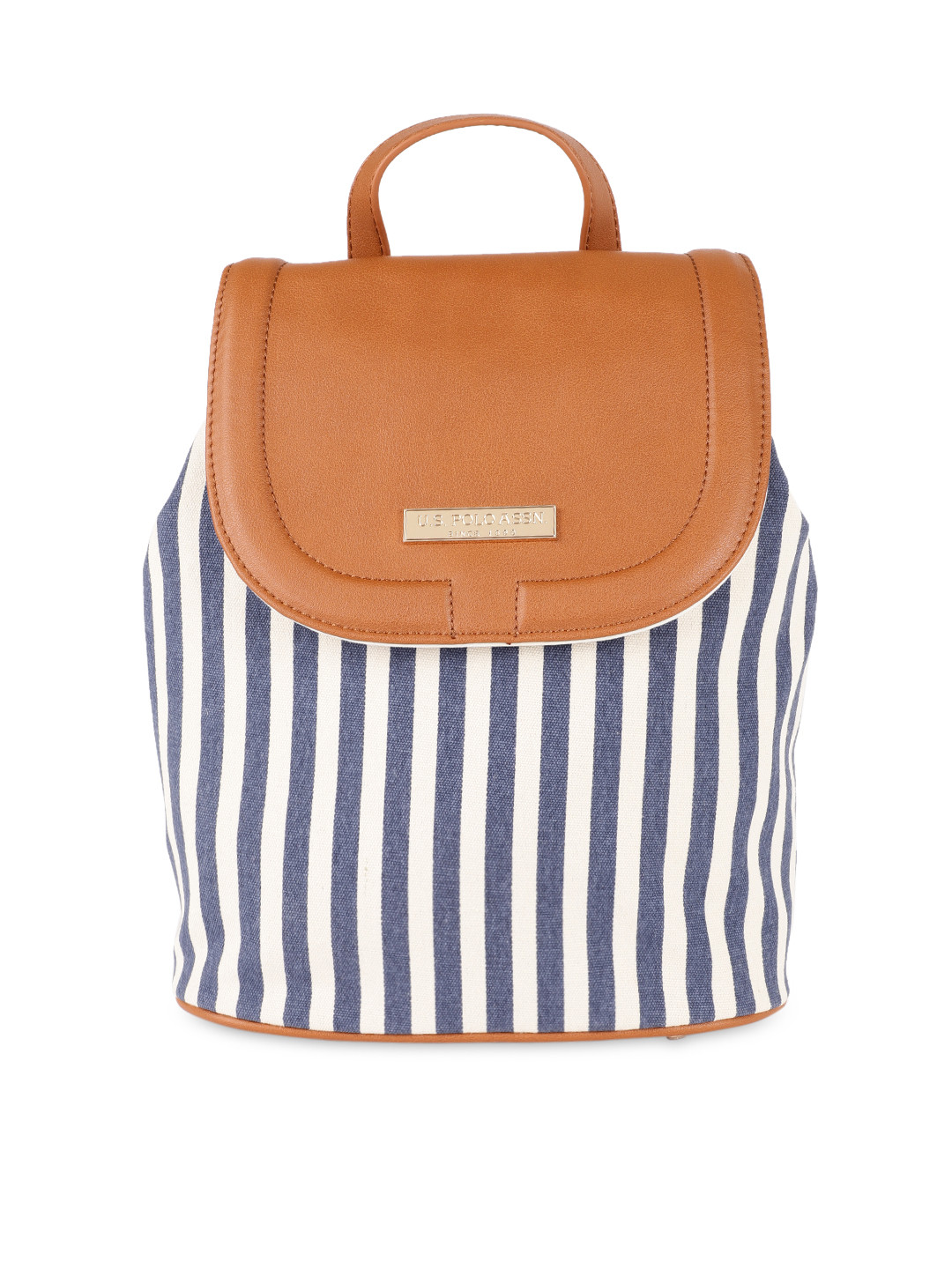 Buy U.S. Polo Assn. Women Women Tan & Navy Blue Colourblocked & Striped