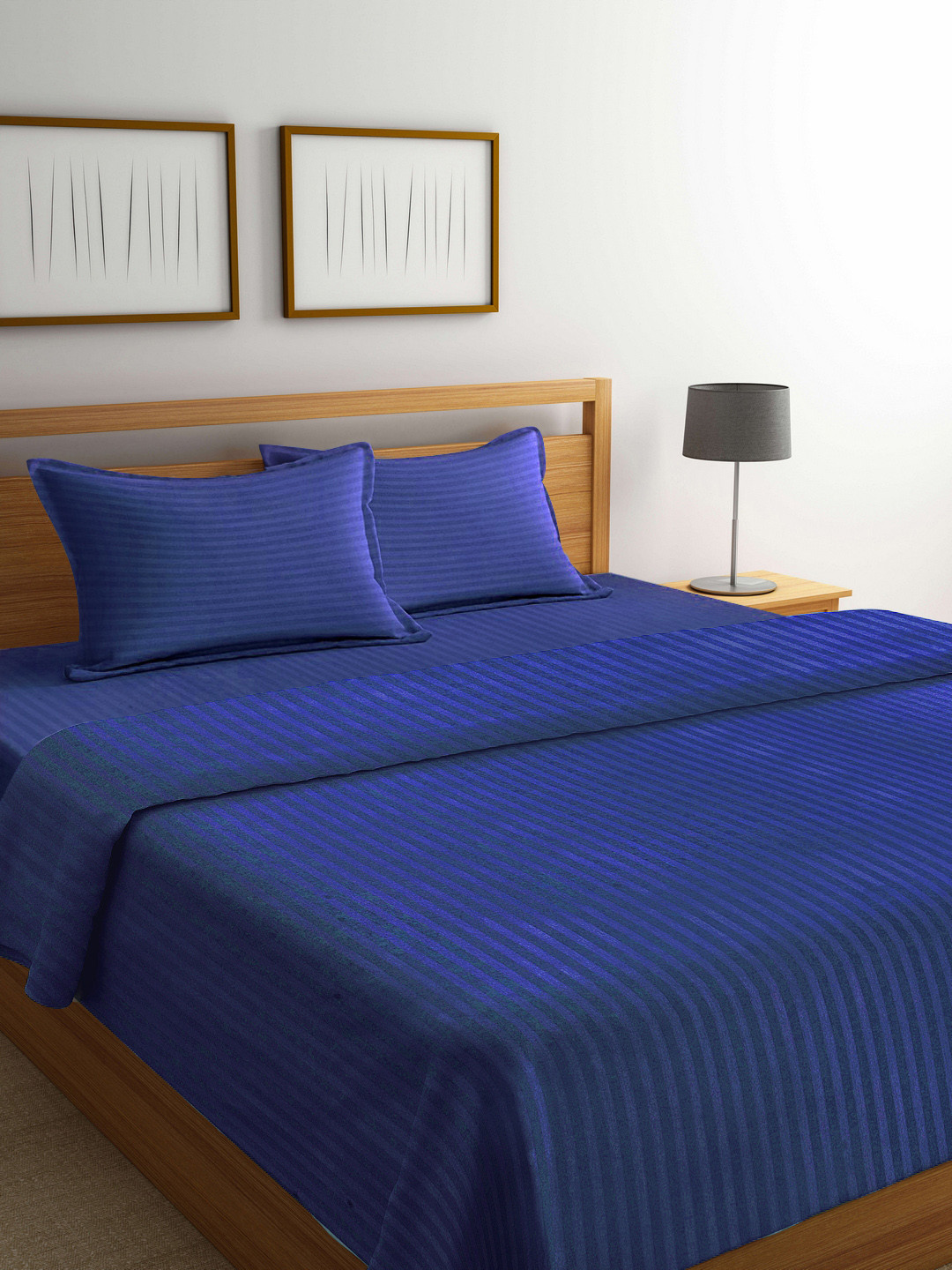 Buy MARK HOME Navy Blue Striped Bedding Set With Duvet Cover Bedding