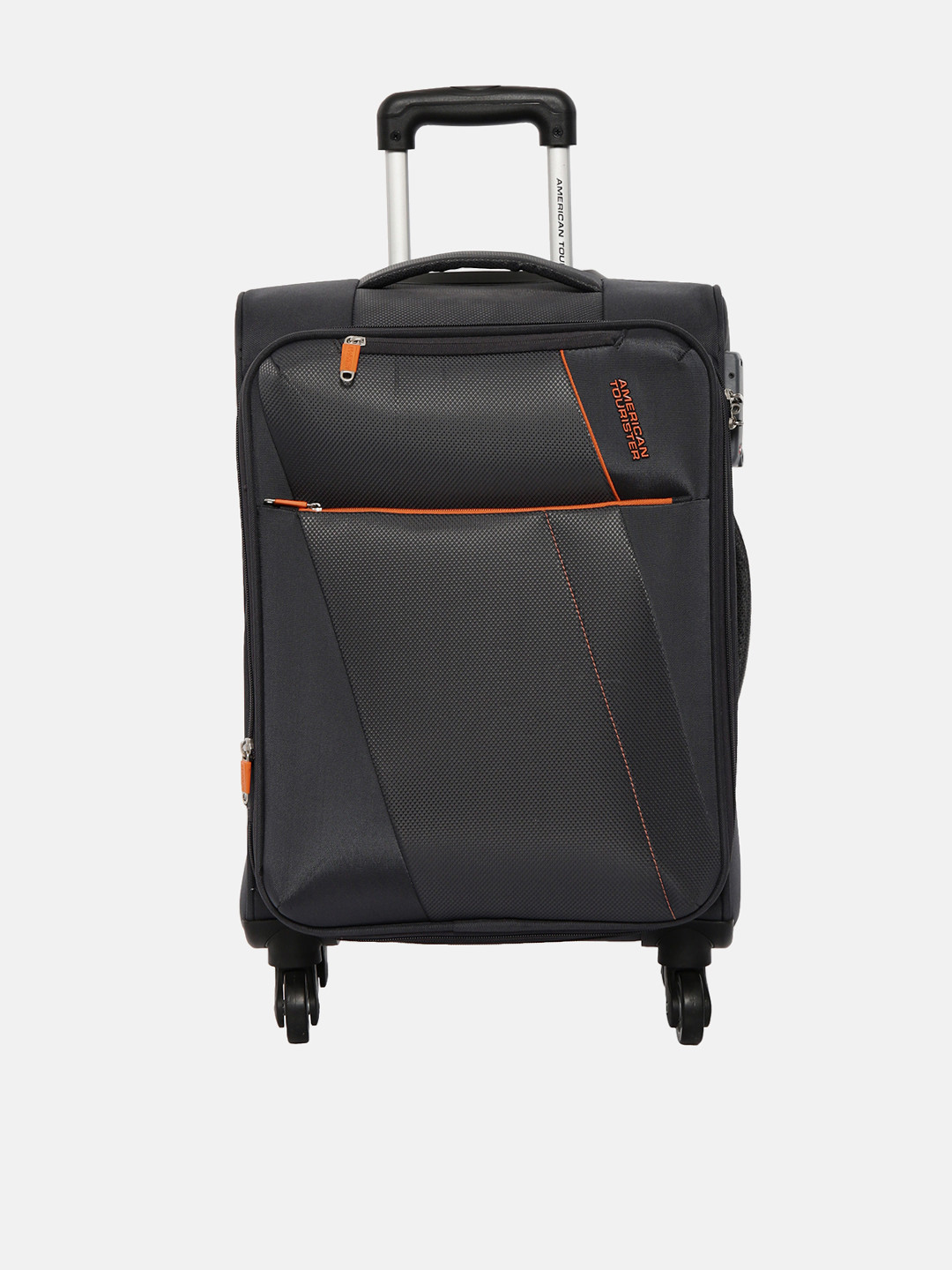Buy AMERICAN TOURISTER Grey & Black 68 Cms Medium Trolley Bag Trolley