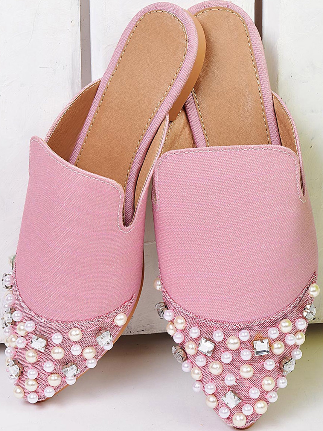 pink mule flats