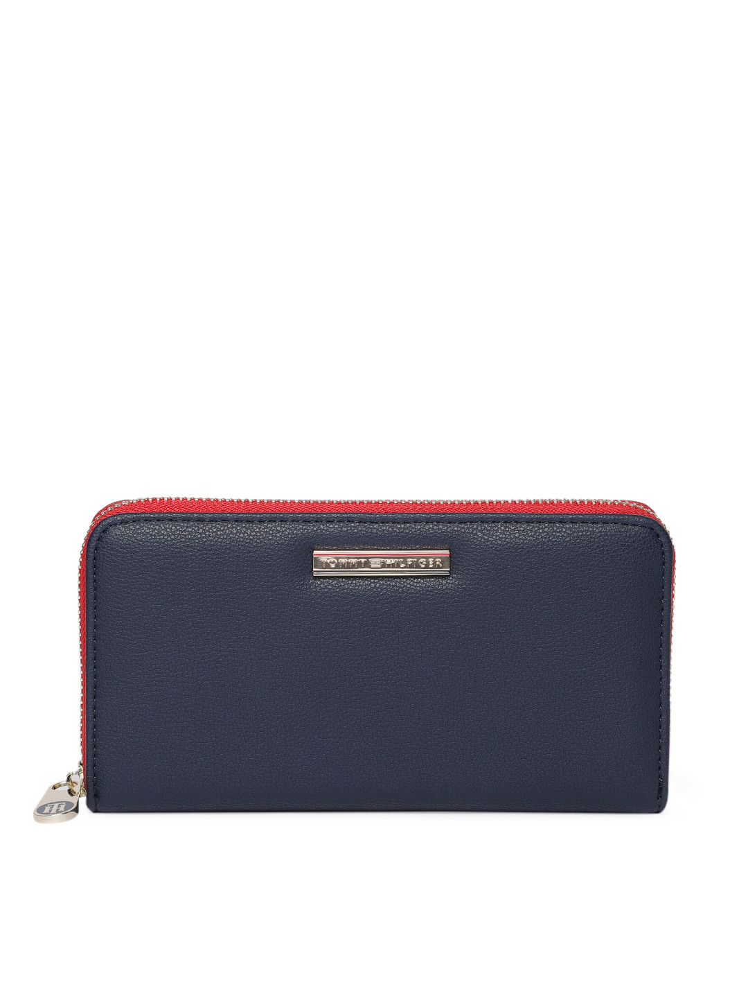 Buy Tommy Hilfiger Women Navy Blue & Red Solid Zip Around Wallet