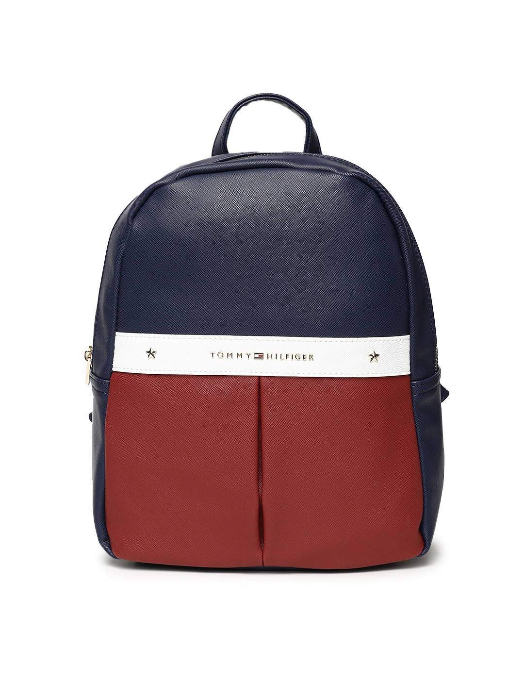 Buy Tommy Hilfiger Women Red & Navy Blue Colourblocked Backpack