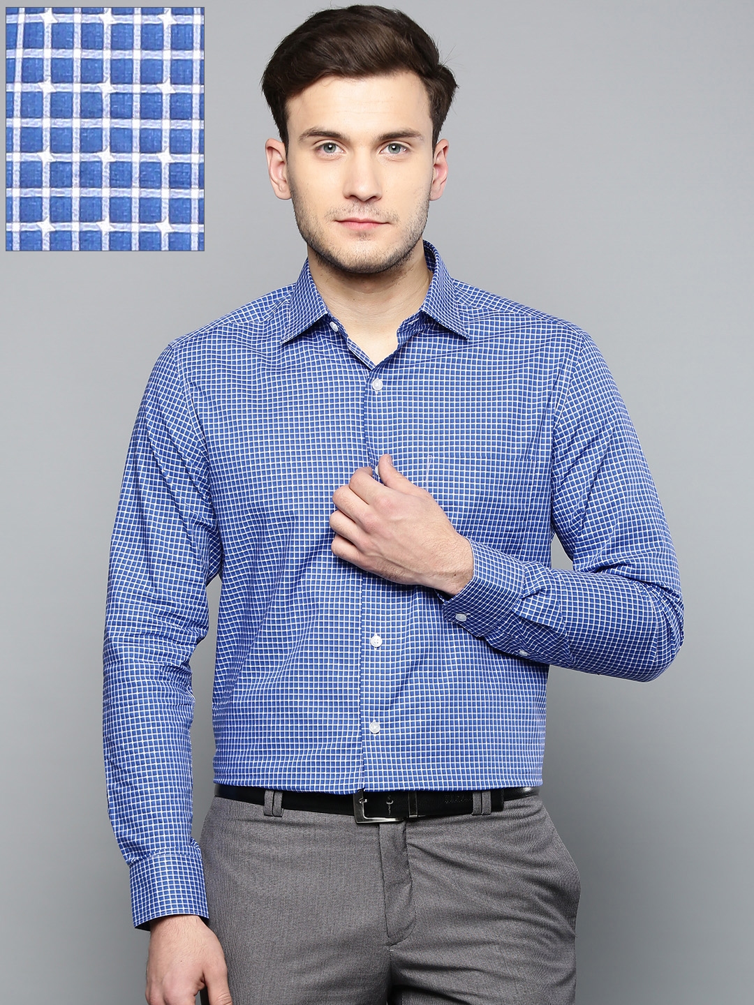 Buy Louis Philippe Men Blue Classic Fit Checked Formal Shirt - Shirts for Men 7852711 | Myntra