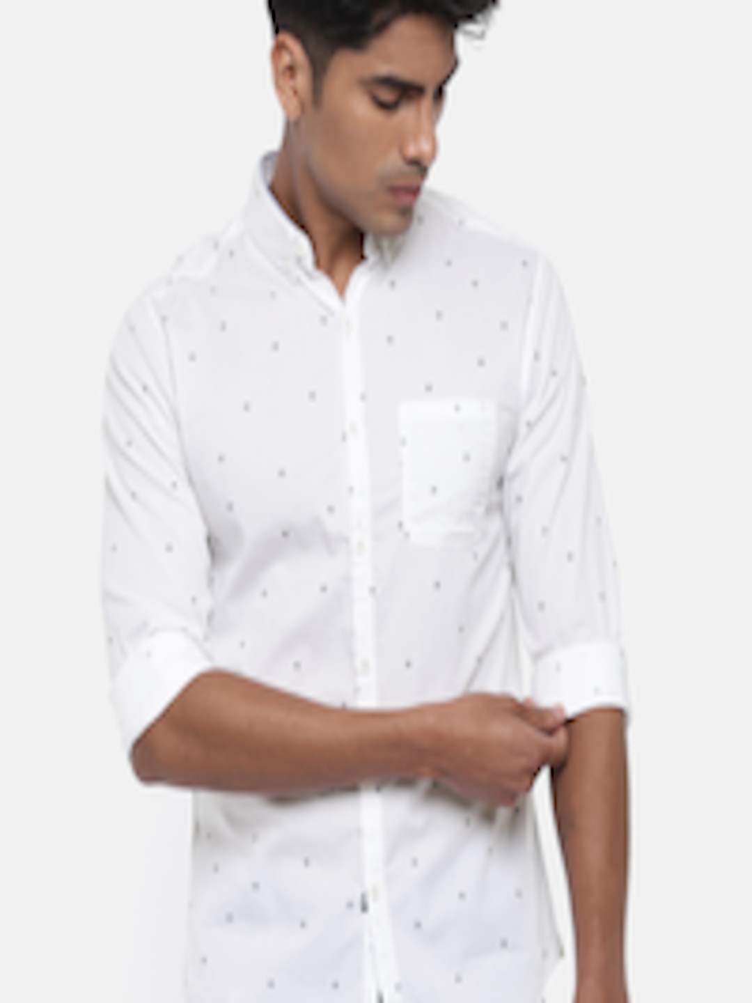 Buy SPYKAR Men White Regular Fit Printed Casual Shirt - Shirts for Men ...