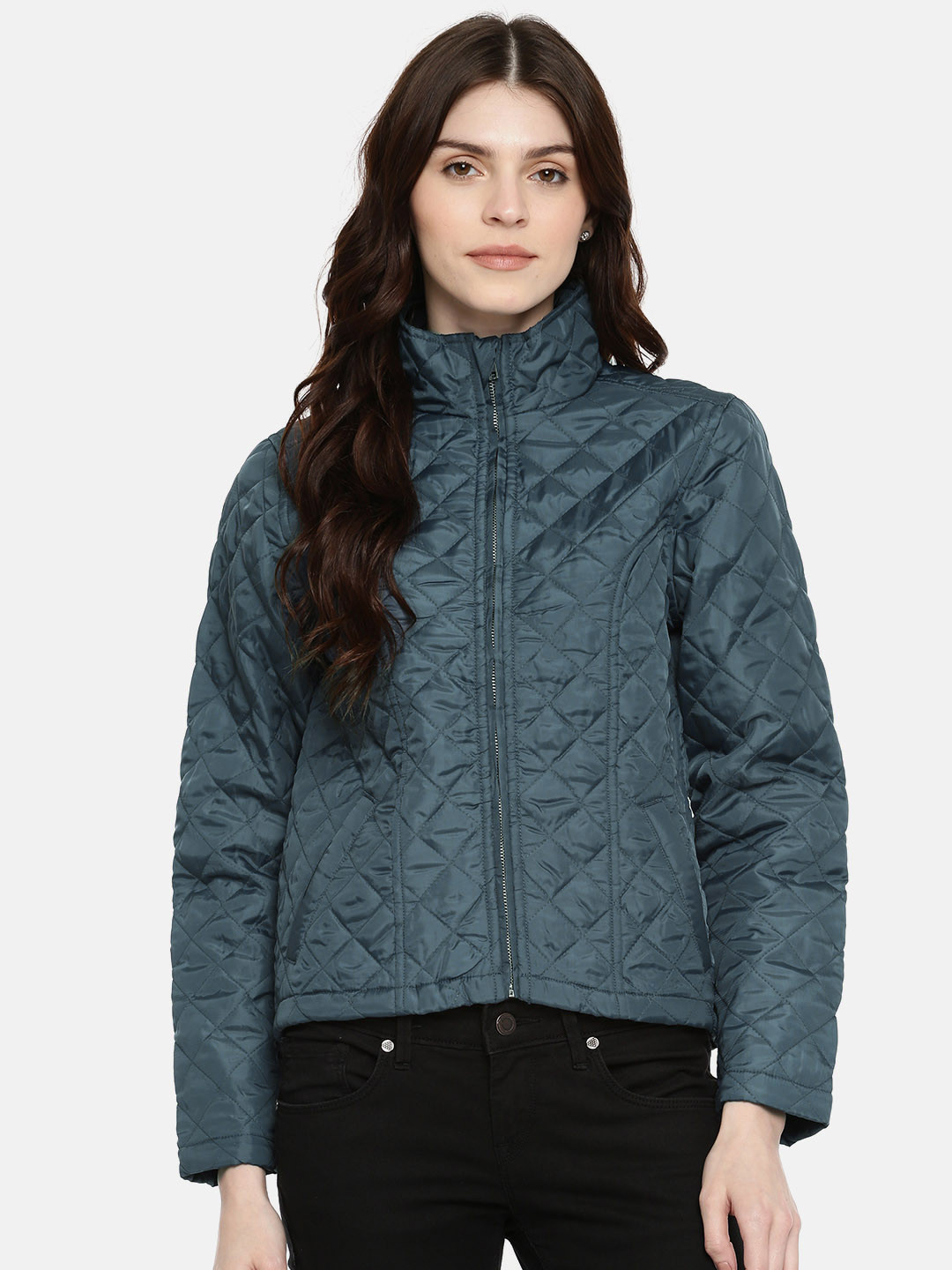 Buy Van Heusen Woman Women Teal Blue Solid Quilted Jacket Jackets for Women 7861569 Myntra