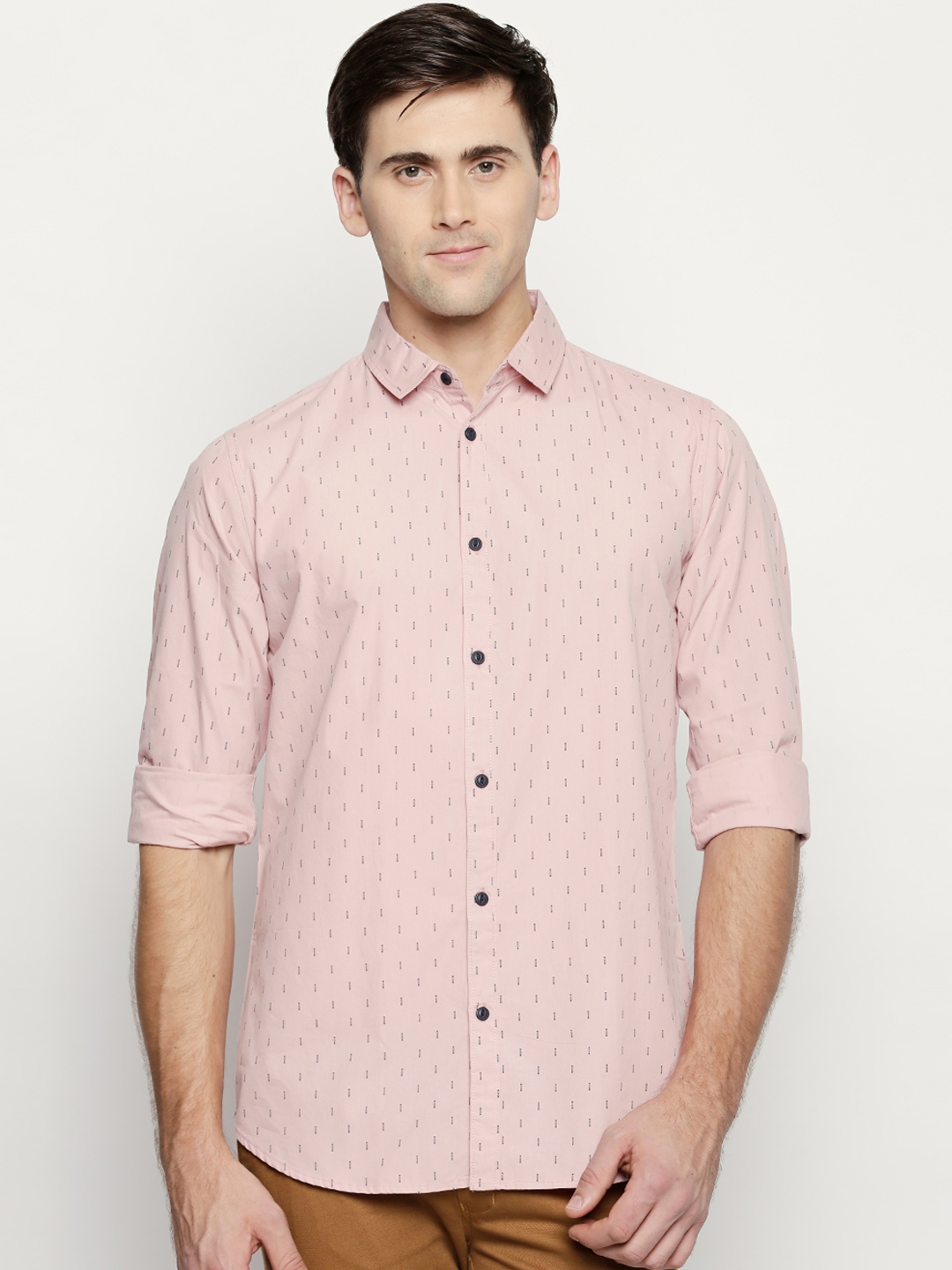 Buy Dennis Lingo Men Pink Slim Fit Printed Casual Shirt - Shirts for ...