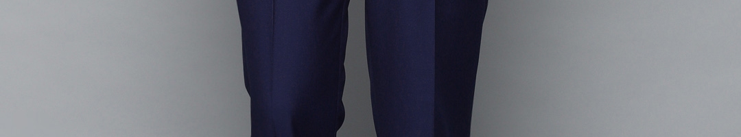 Buy Louis Philippe Men Navy Blue Slim Fit Solid Formal Trousers ...