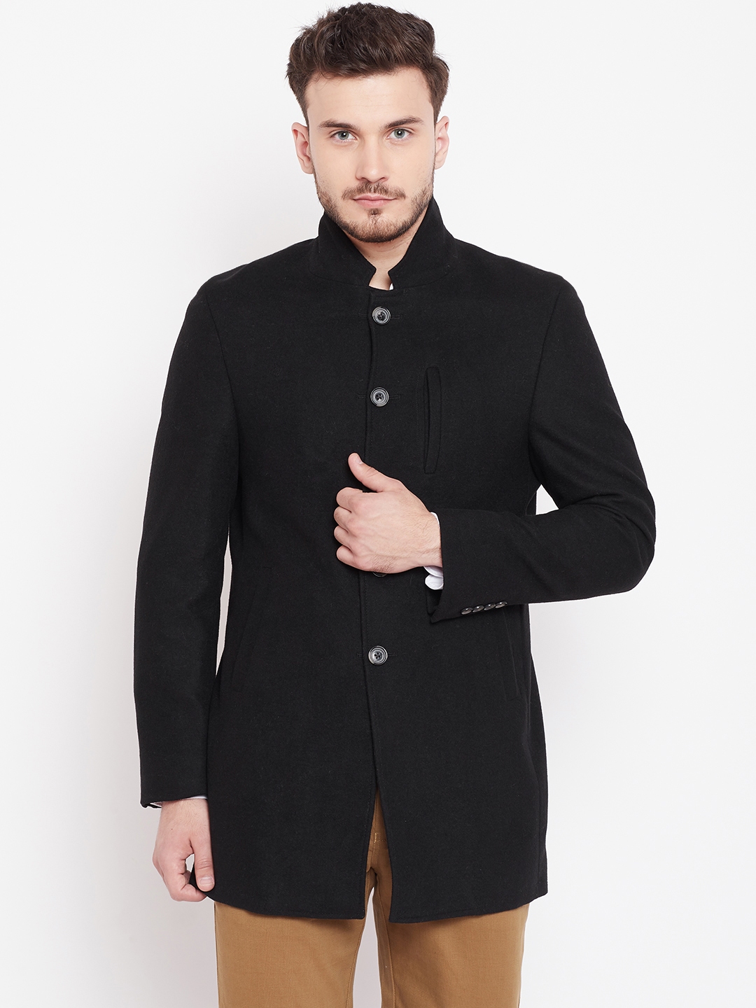 Buy Blackberrys Men Black Solid Coat - Coats for Men 7891309 | Myntra