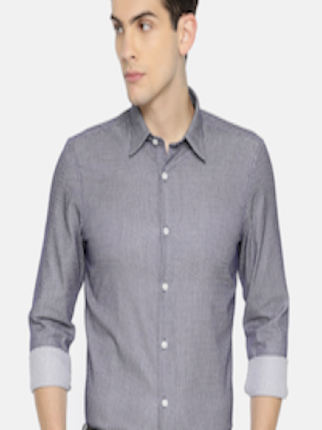 Buy U.S. Polo Assn. Men Navy Blue Slim Fit Self Design Formal Shirt ...