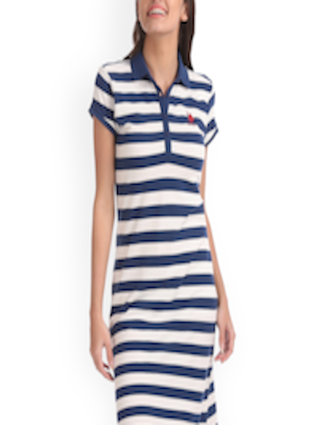 Buy U.S. Polo Assn. Women Women Navy Blue Striped T Shirt Dress