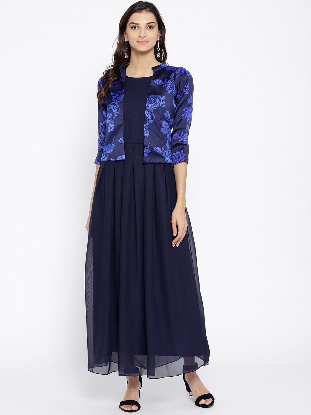 Buy Athena Women Navy Blue Solid Maxi Dress Dresses For Women 7931807 Myntra 5746