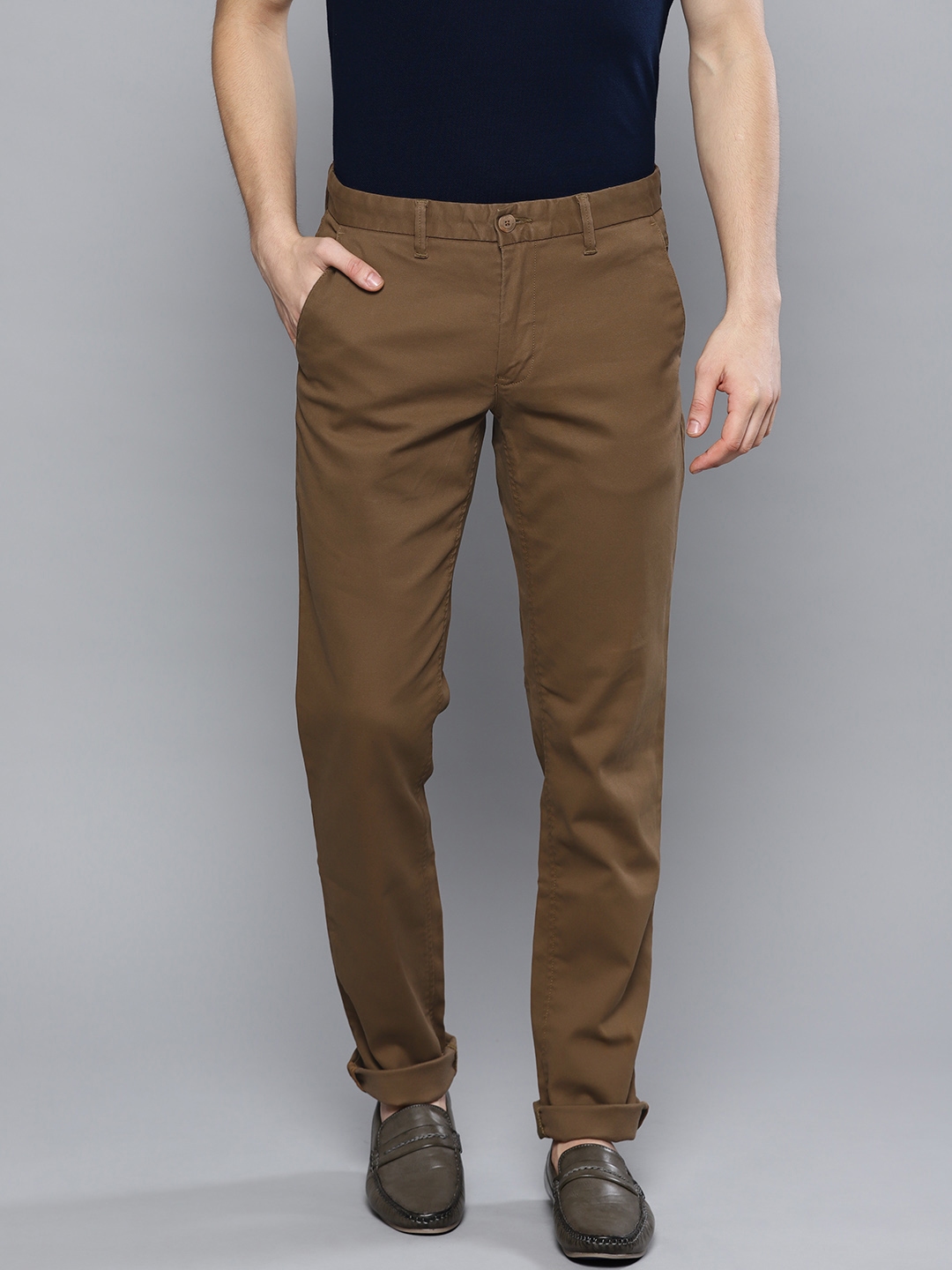 Buy Tan Solid Chinos - Trousers for Men 7932753 | Myntra