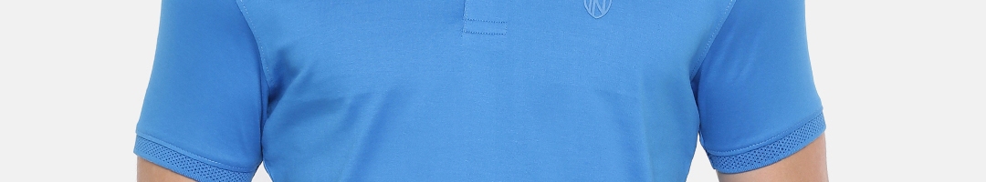 Buy Indigo Nation Men Blue Solid Polo Collar Pure Cotton T Shirt ...