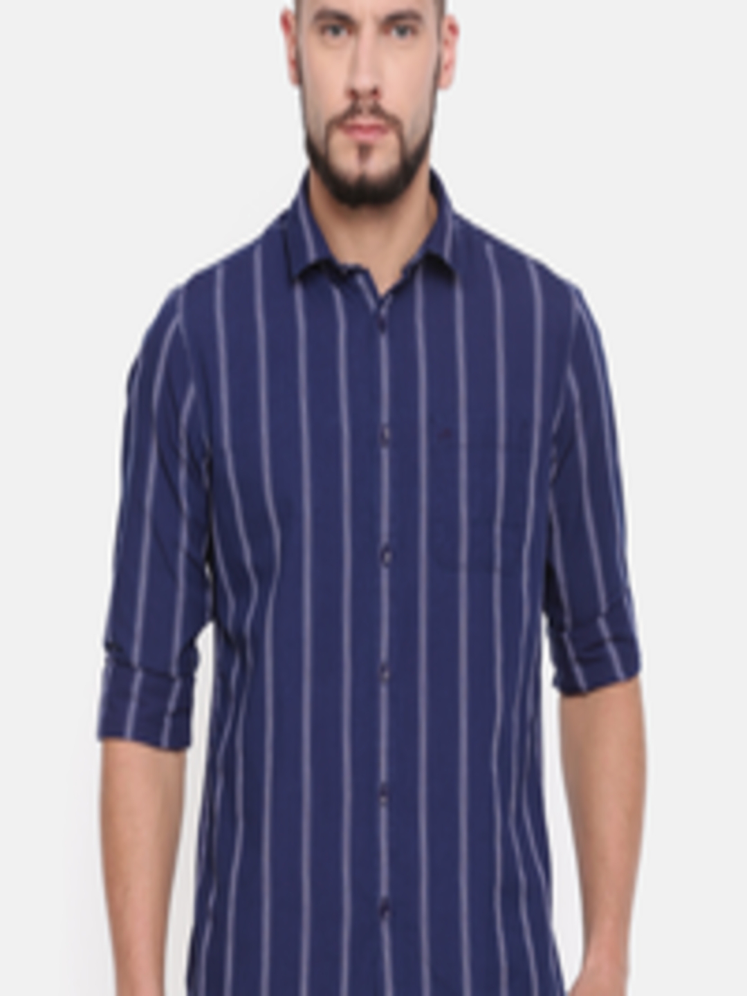 Buy John Miller Men Navy Blue Slim Fit Striped Casual Shirt - Shirts ...