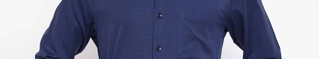 Buy Wills Lifestyle Men Navy Blue Regular Fit Printed Formal Shirt ...