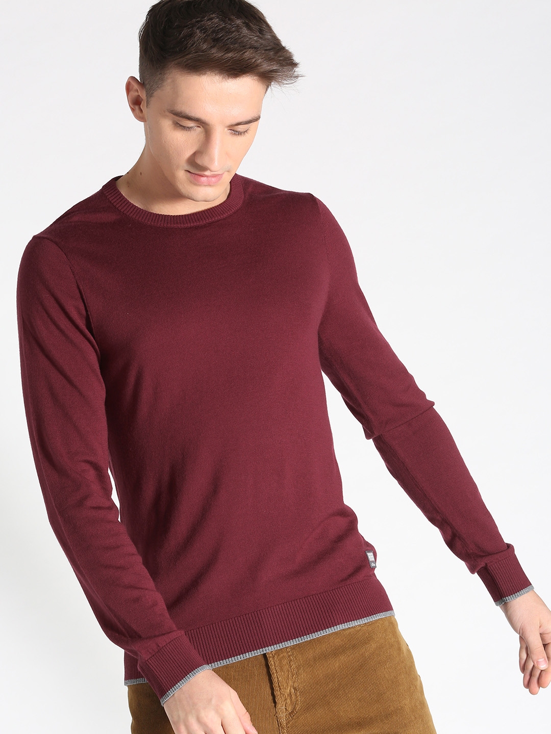 slim fit mens half zip pullover sweater maroon