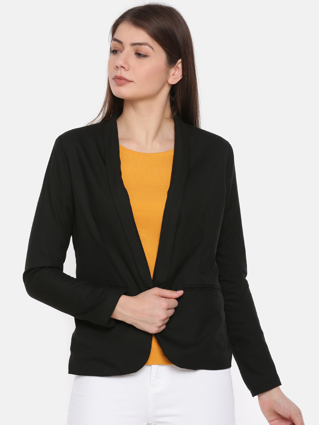 Buy CODE By Lifestyle Women Black Solid Front Open Blazer Blazers for Women 8003327 Myntra