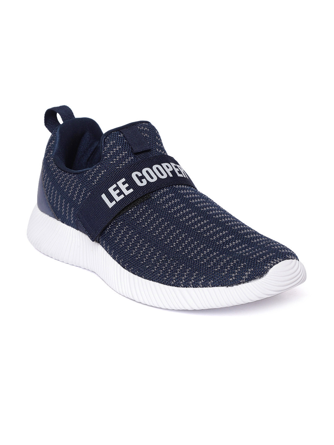 Buy Lee Cooper Men Navy Blue & Grey Woven Design Running Shoes Sports