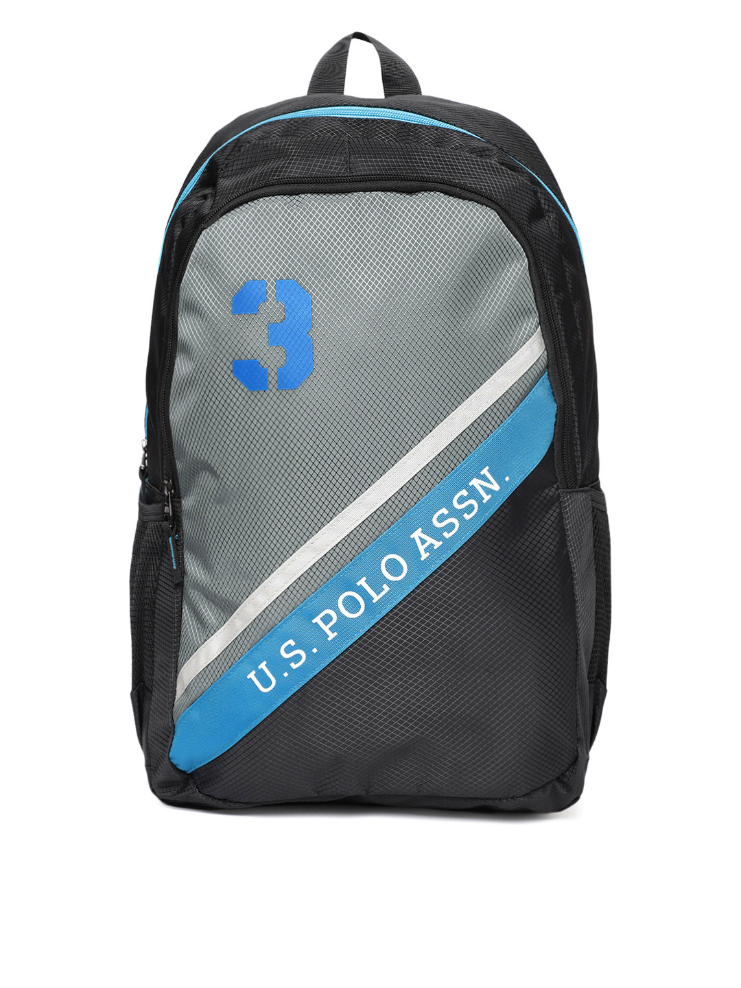 Buy U.S. Polo Assn. Men Grey & Black USAX0185 Colourblocked Backpack