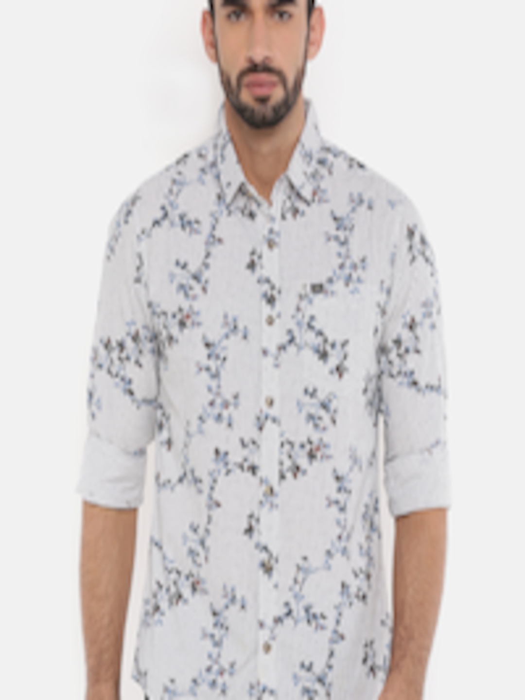 Buy The Indian Garage Co Men White Regular Fit Printed Casual Shirt ...