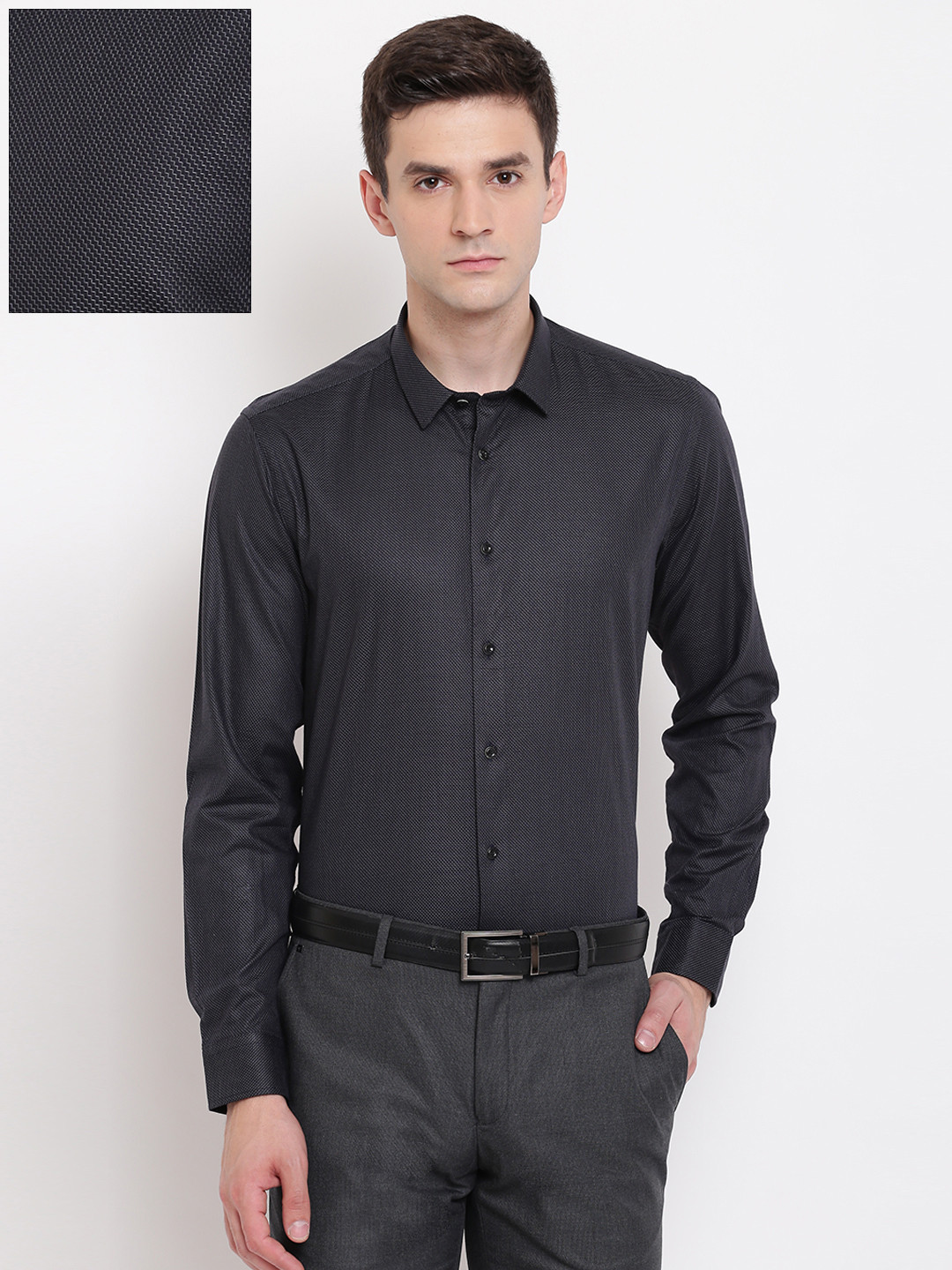 Buy Blackberrys Men Black Slim Fit Self Design Formal Shirt Shirts